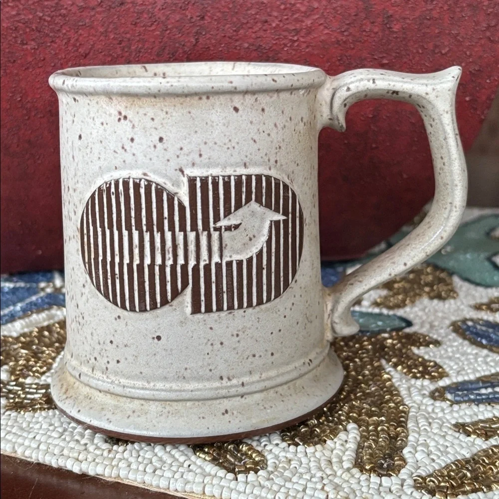 Onion River Pottery Speckled Ceramic Coffee Mug SONY Embossed Rustic Stoneware